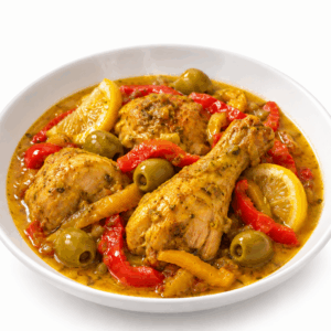 Tajine de poulet au citron olives et poivrons pour 2 personnes